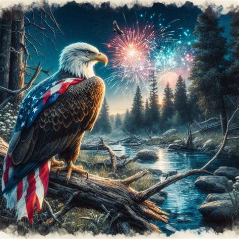 Glow In The Dark Bald Eagle Watch Fireworks With The American Flag Tumbler Etsy