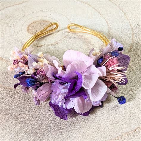 Bracelet Artisanal En Fleurs Stabilis Es S Ch Es Violac Es Violette