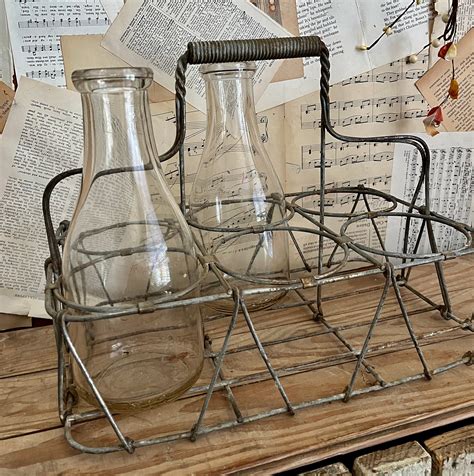 Vintage Wire Bottle Carrier Etsy