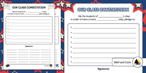 Class Constitution Preamble Template (teacher made) - Twinkl