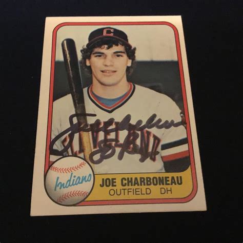 Autographed 1981 Fleer Joe Charboneau Rookie W Inscription EBay