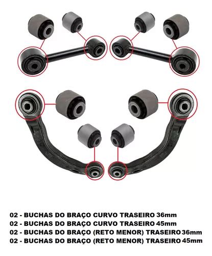 Kit Bucha Bra O Curvo Reto Traseiro Fusion Titanium