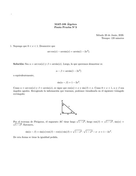 Pauta Prueba 3 Álgebra 2020 1 MAT 109 Algebra Pauta Prueba N 3 S