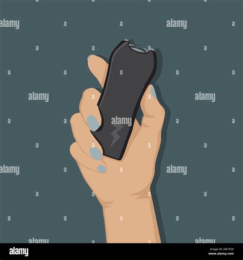 Female Hand Holding Electric Shocker Vector Flat Illustration Stock
