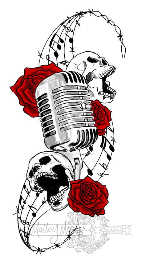 Microphone And Skulls Tattoo By Loyalcellheart On Deviantart