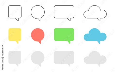 Speech Bubble Set Color Text Box Social Media Chat Shape Square Balloon Dialog Frame