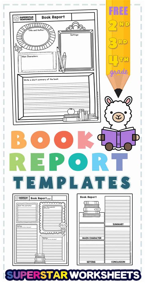 Book Report Templates Superstar Worksheets