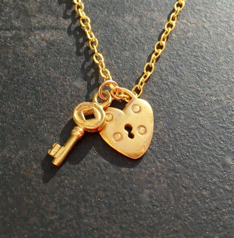 Lock And Key Necklace Gold Lock And Key Love Necklace Etsy Canada