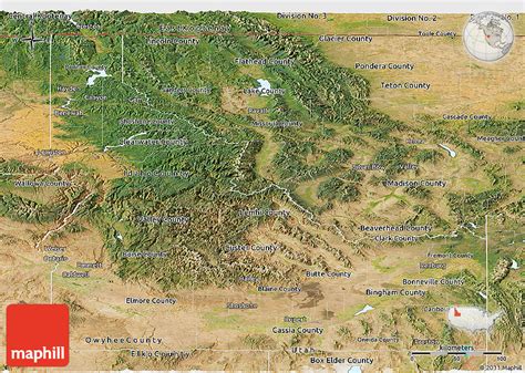 Satellite Panoramic Map Of Idaho