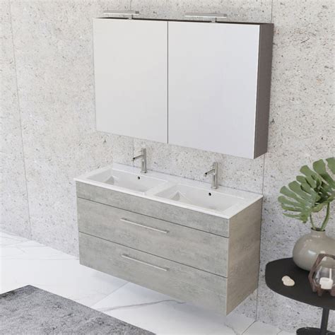 Mobile Bagno Sospeso Cm Smart Grigio Legno Con Specchio