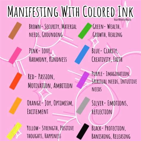 Manifesting With Colored Ink Color Healing Manifestation Quotes