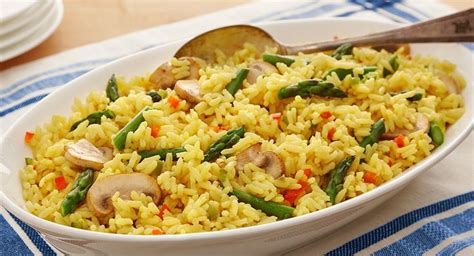 Yellow Rice With Asparagus And Mushrooms Zatarain S Recipe Asparagus And Mushrooms