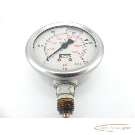 Parker Kl 16 En 837 Hydraulic Pressure Gauge 0 250 Bar 1899