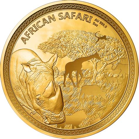 5 Unze Gold African Safari Nashorn 2018 PP Inkl Holzbox Zertifikat