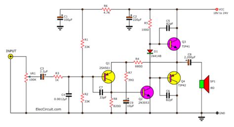 Audio Amplifier Circuit Diagram Using Transistor