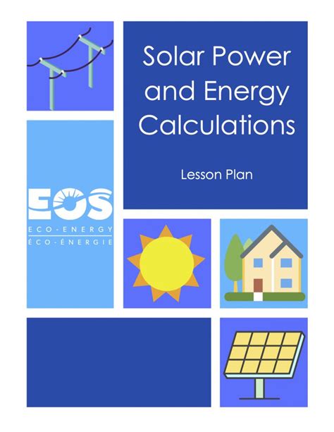 Solar Power And Energy Efficiency Lesson Plans Eos Eco Energy Inc