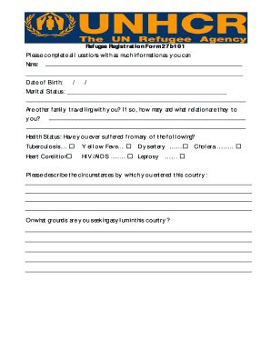 Fillable Online Refugee Registration Form B Unifyscom Fax Email