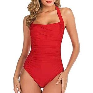 Viunychn Costumi Da Bagno Donna Costume Slim Spiaggia Costumi Sexy Interi Da Mare Bikini Scollo