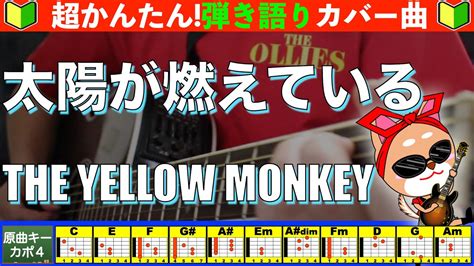 🔰【コード付き】太陽が燃えている The Yellow Monkey 弾き語り ギター初心者 Youtube