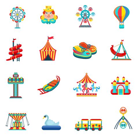 Amusement Park Icons Set Vector Art At Vecteezy