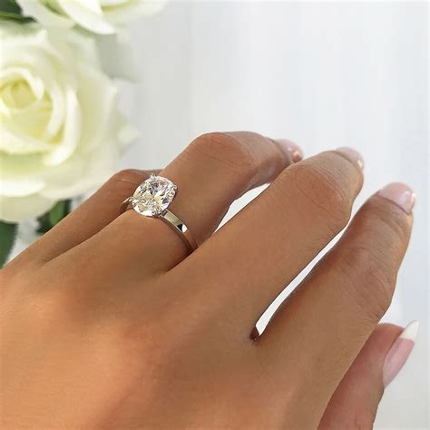 2 Carat Oval Moissanite Solitaire Engagement Ring White Gold Etsy