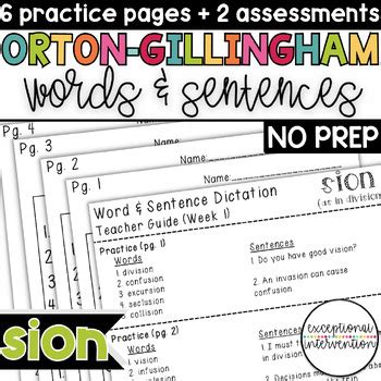 Orton Gillingham Phonics Lesson Plans Word Sentence Dictation Sion