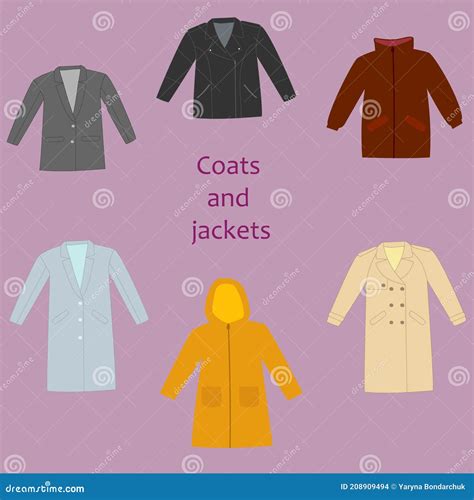 Set Of Woman Coats And Jacket Stock Vector Illustration Of Design