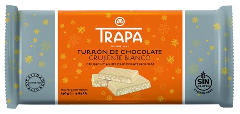 Turrón crujiente chocolate blanco sin gluten Trapa 140g Superhalal