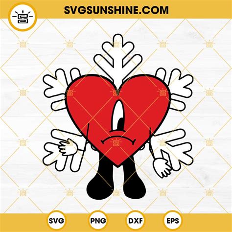 Snowflake Bad Bunny Heart Christmas Svg Snowflake Svg Bad Bunny