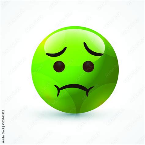 Vector Round Green Cartoon Bubble Disgust Vomit Nauseated Emoticons