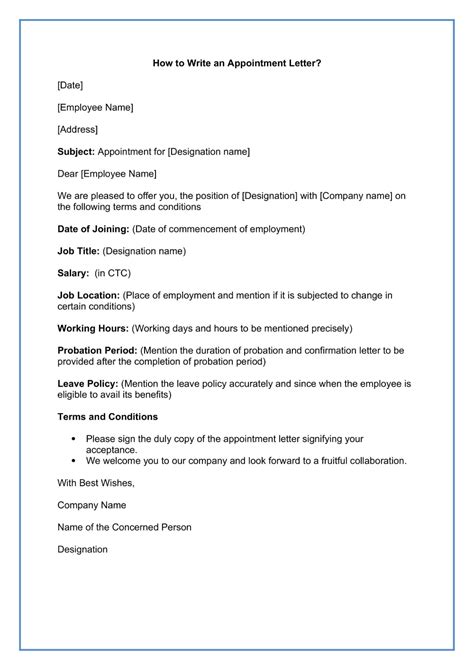 Appointment Letter Job Appointment Letter Format Sample Appointment