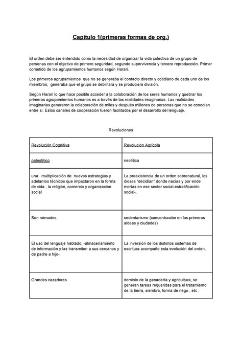 Resumen Primer Parcial Icse Cap Tulo Primeras Formas De Org El