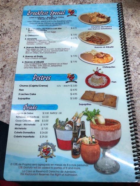Menu At Mariscos 2000 Restaurant Dallas Forest Ln Ste 111