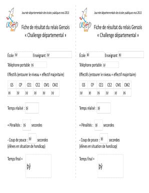 Remplissable En Ligne Fiche De R Sultat Du Relais Gersois Challenge D