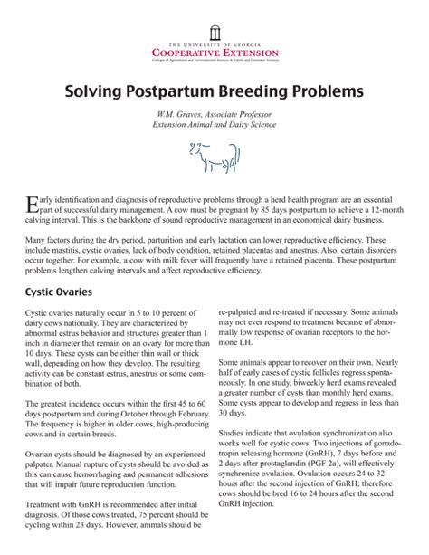 E Solving Postpartum Breeding Problems