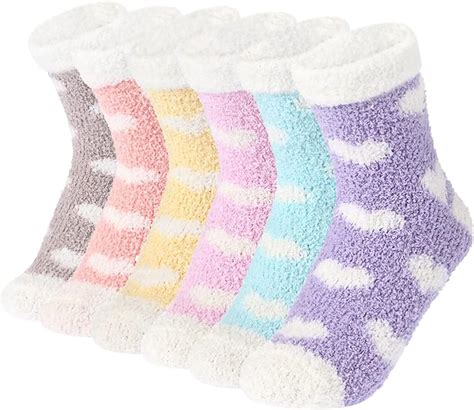 Plush Slipper Socks Women Colorful Warm Fuzzy Crew Socks Cozy Soft 3