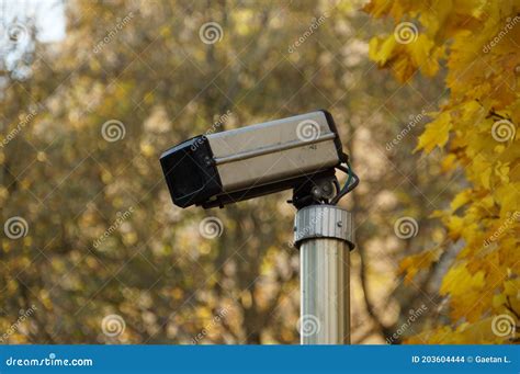 Classic Security Camera In Fall Stock Photo Image Of Watching