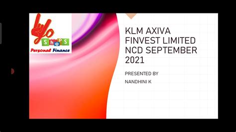 Ncd Invest Or Avoid Klm Axiva Finvest Limited NCD Klm Axiva Finvest