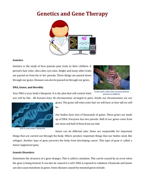 Genetics And Gene Therapy Reading With Comprehension Questions 2