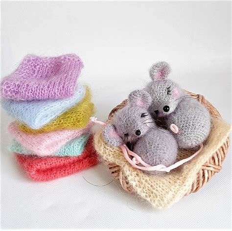 Crochet Stuffed Mouse Toy Soft Tiny Mouse Figurine As A Cute Etsy