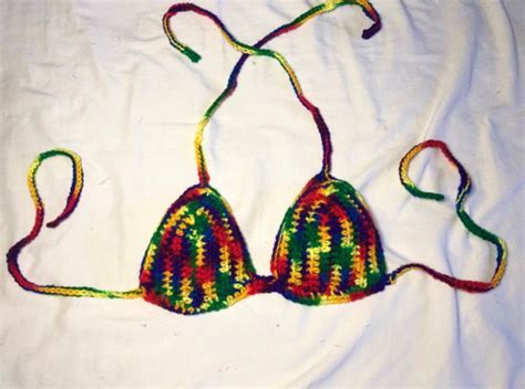Shattered Rainbow Handmade Crochet Bikini Top Size S M Summer Festival Aesthetic Etsy