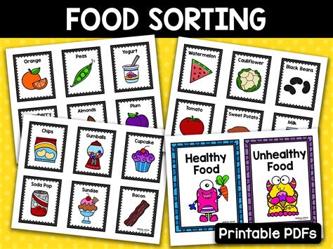 Food Group Sorting Healthy Vs Unhealthy Food Sorting Nutrition Activity Healthy Eating Five