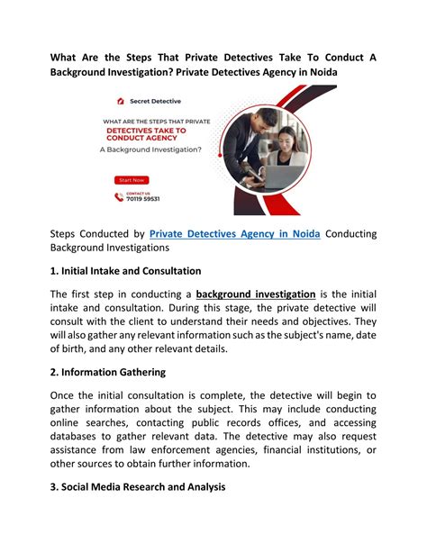 Ppt What Are The Steps That Private Detectives Take To Conduct A