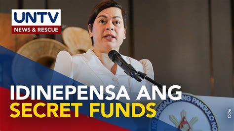 Vp Sara Idinepensa Ang Secret Fund Use Para Sa Seguridad Mga Kontra