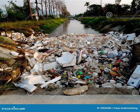 Plastic Garbage In The River Pollution And Environment In The Water