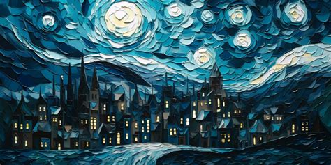 Starry Night In The City A Van Gogh Inspired Painting 24062459 Stock