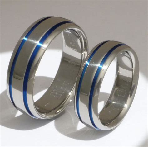 Titanium Ring Set His And Hers Matching Titanium Wedding Bands Thin