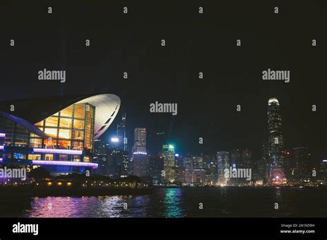 A symphony of lights, laser and lights show of Victoria Harbour Hong Kong Stock Photo - Alamy