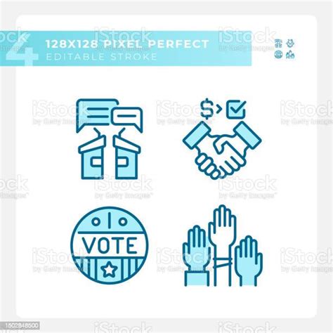 Editable Pixel Perfect Blue Voting Icons Stock Illustration Download Image Now Art Blue