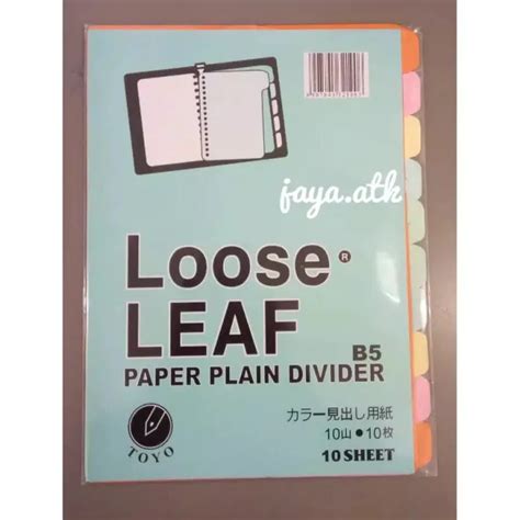 Pembatas Binder Note Loose Leaf B5 26 Ring 10 Kertas Warna Warni Tebal